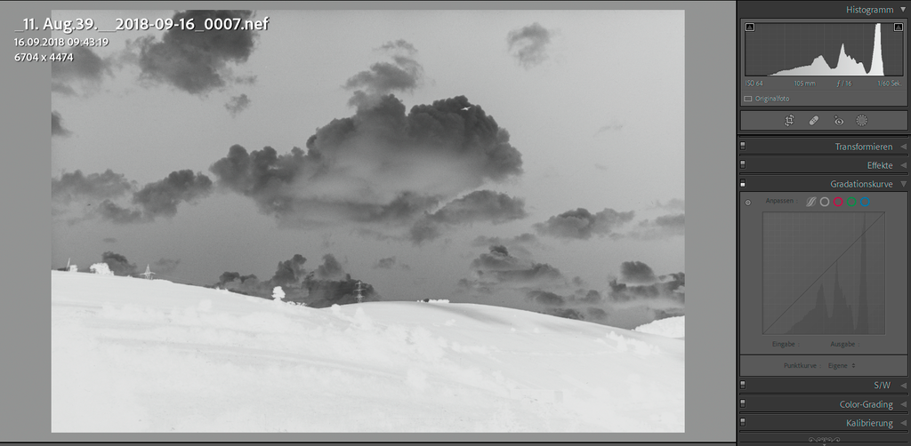 Flugzeug vor Wolkenhimmel - Kleinbildnegativ von Felix Hollenberg